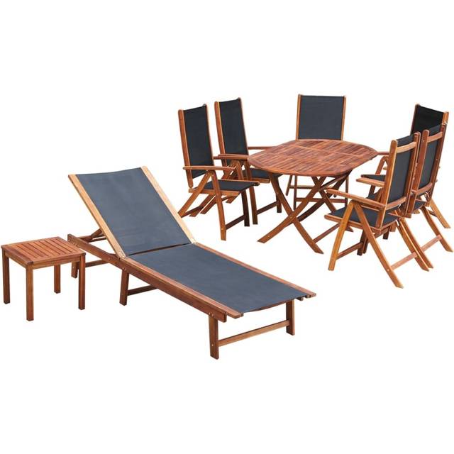 Matgrupp för trädgården med dynor 9 delar akaciaträ