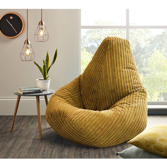 Jumbo Cord Highback Bean Bag Chair - Mustard (Large)