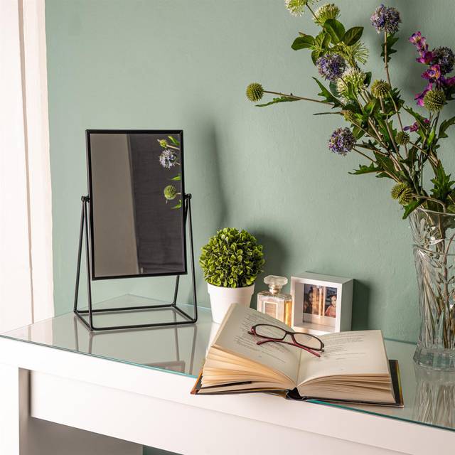 2x dressing table vanity mirror set free standing tabletop makeup 2 sizes black