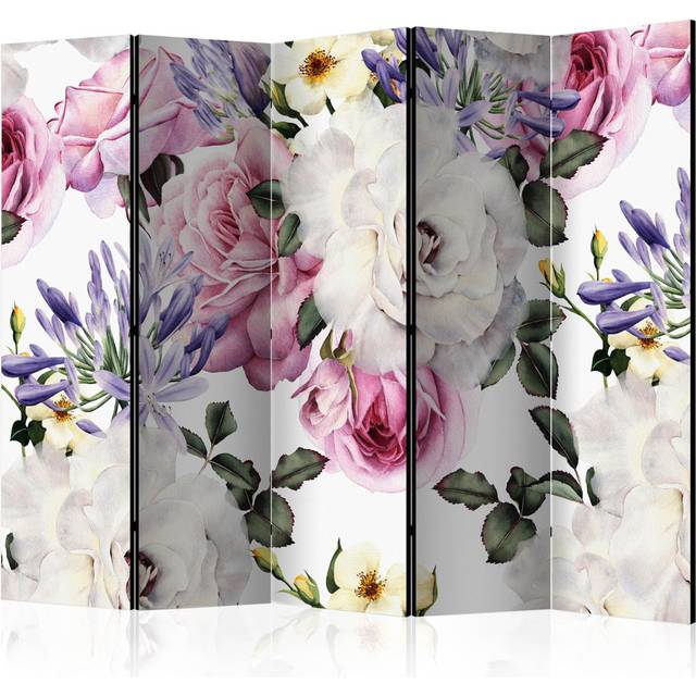 Room Divider - Sentimental Garden II [Room Dividers] - Black;White;Pink (172cm H X 225cm W X 3cm D)