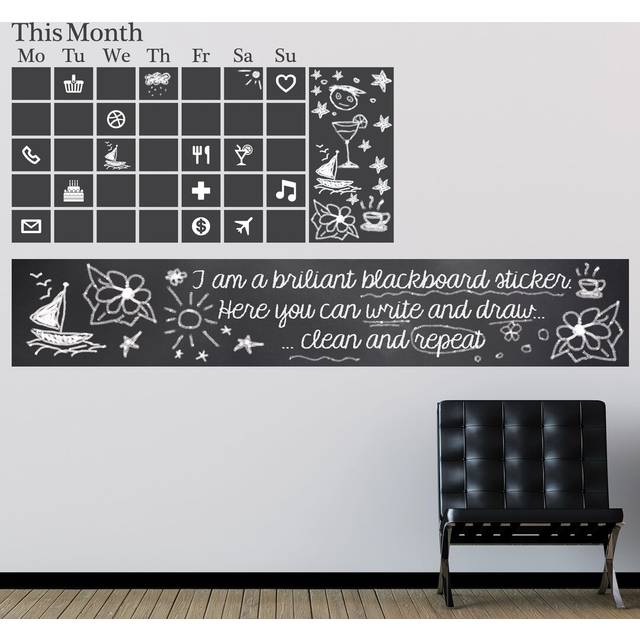 Black Calendar Chalkboard Wall Sticker (130cm H X 200cm W)