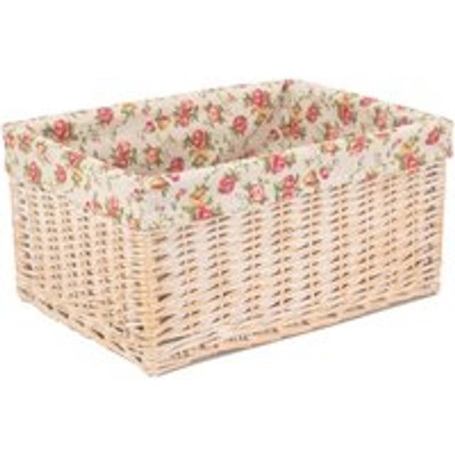 White Wash Garden Rose Lined Storage Basket - Extra Large