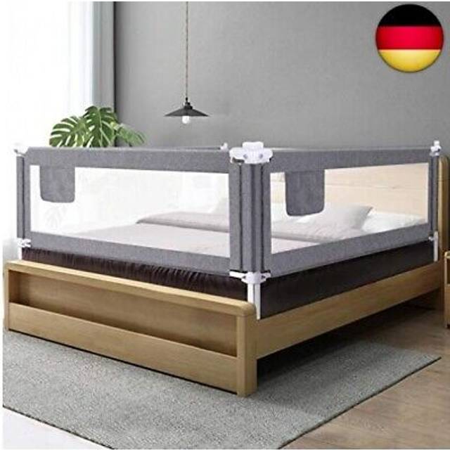 Sängskydd, skydd för barnsäng, babysängnät, fallskydd för barn, grått, 1 sida, 140 cm