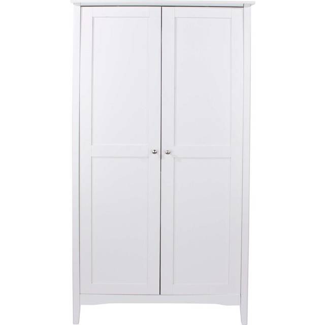 Wardrobe 2 Door Hanging Rail Shelf Bedroom Storage Metal Handles Salerno White