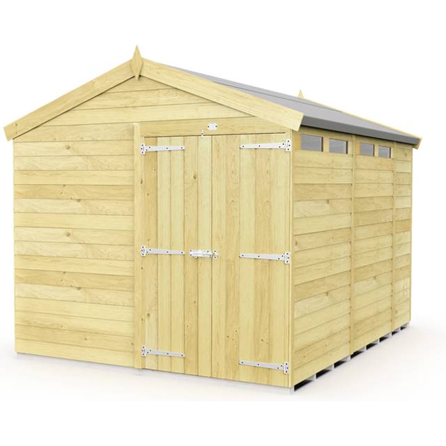 8 x 10 Feet Apex Security Shed - Double Door - Wood - L302 x W231 x H217 cm