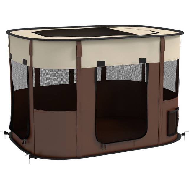 PawHut Portable Dog Pen for Puppies - Rabbits - Kittens - Guinea Pigs - Brown - 94 | TJ Hughes