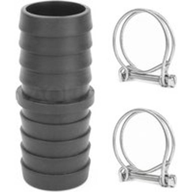 Pisces Inline Pond or Garden Barbed Hose Joiner  50mm x 50mm (2 inch) with 2x hose clips
