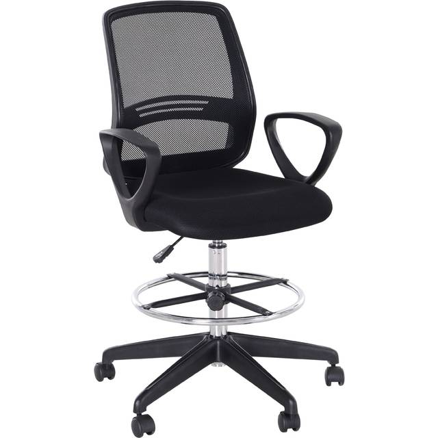 ProperAV Extra Faux Leather Adjustable Draughtsman Office Chair - Black