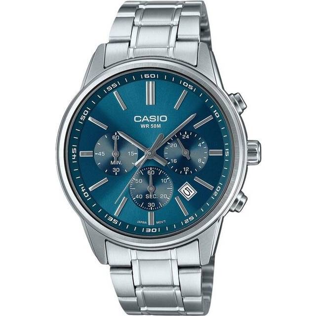 Casio Standard Analog Chronograph Stainless Steel Blue Dial Quartz MTP-E515D-2A1V Men&#39;s Watch