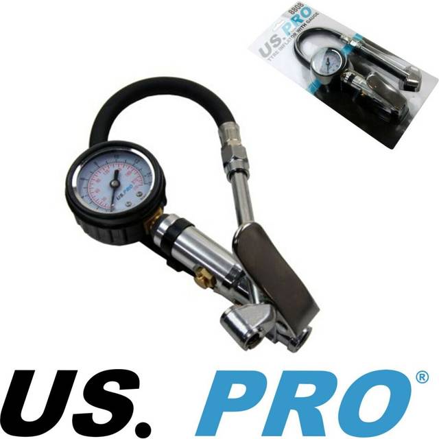 US PRO Compact Air Tyre Inflator with Dial Gauge for Cars Motorcycles NEW 8808