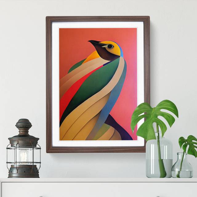 Angelic Bird Abstract - Wrapped Canvas Graphic Art - Walnut Framed (64cm H x 46cm W)