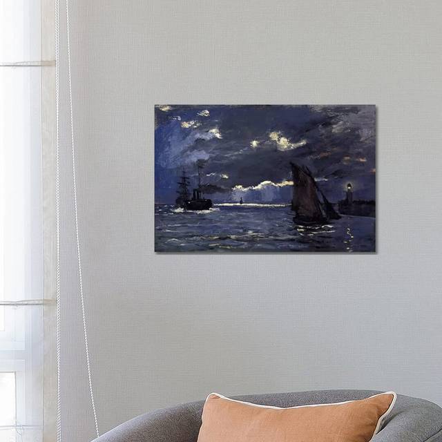 A Seascape, Shipping by Moonlight by Claude Monet - Graphic Art Print on Canvas - Wrapped Canvas (66.04 cm H x 45.72 cm W x 1.91 cm D)