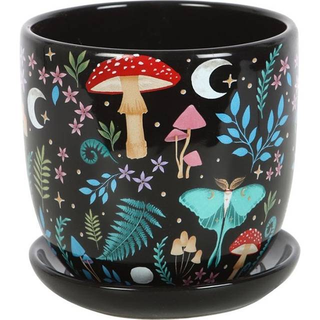 Gothic Homeware Dark Forest Plant Pot With Saucer