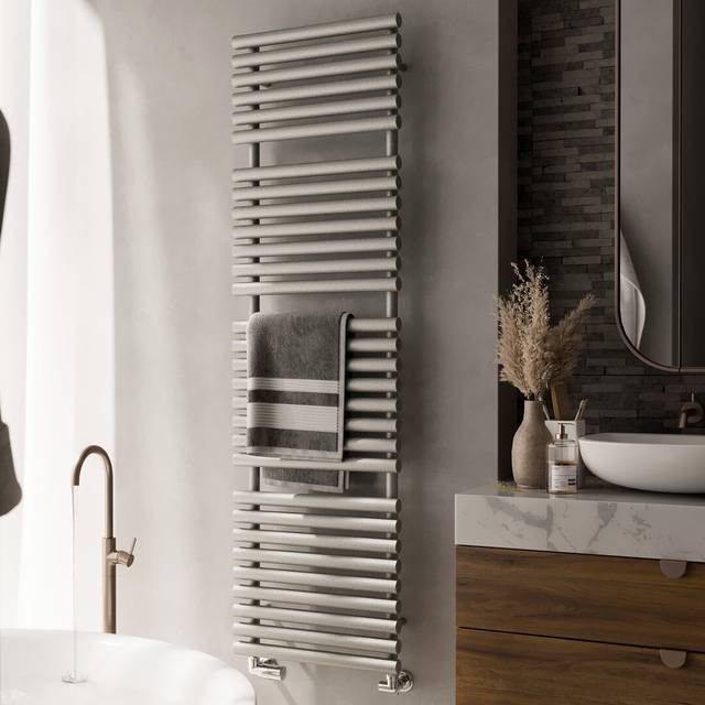 Terma Rolo Grey Electric & Gas Flat Towel Warmer (W)520mm X (H)1800mm - One Size
