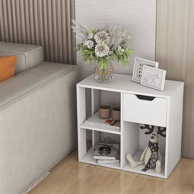 Ajasia Wooden Side Table with Storage - White (0cm W)