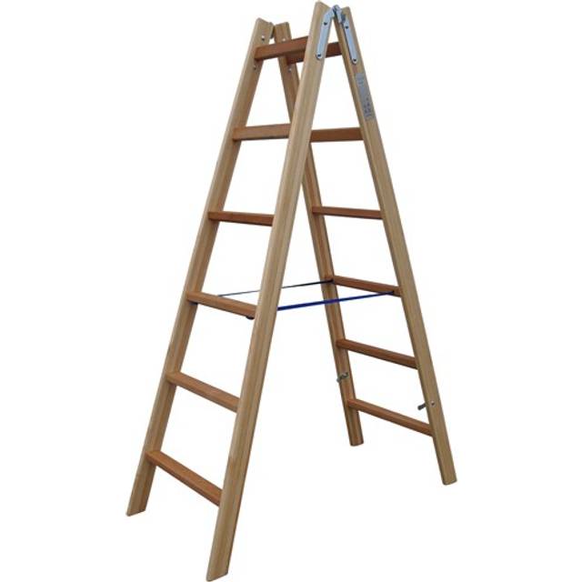 Træstige med laminerede vanger 2x6 trin