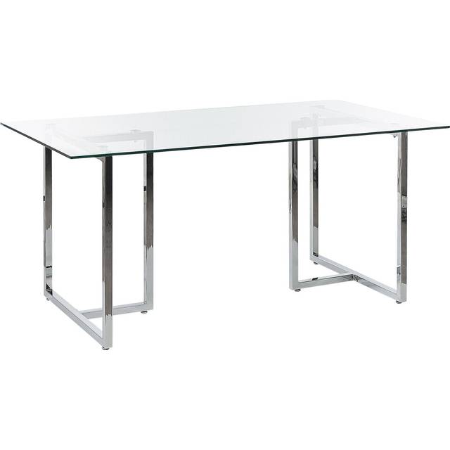 Dining Table ENVIA Silver 160 cm 90 cm Tempered Glass