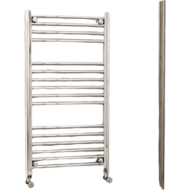 600mm wide straight chrome heated towel rail ladder bathroom radiator valves