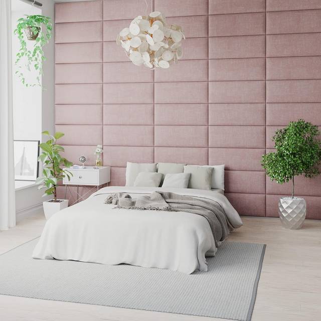 Aspire Plush Velvet Wall Mounted Upholstered Panels - Blush