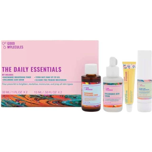 Good Molecules - The Daily Essentials - Niaciamide Brightening Toner (30 ml) - Hyaluronic Acid Serum (30 ml) - Yerba Mate Eye Gel (15 ml) - Silic