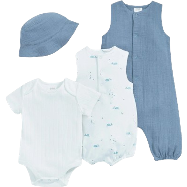 Whale Starter Outfit Set (4 Piece) - BLUE - 0-3 Months