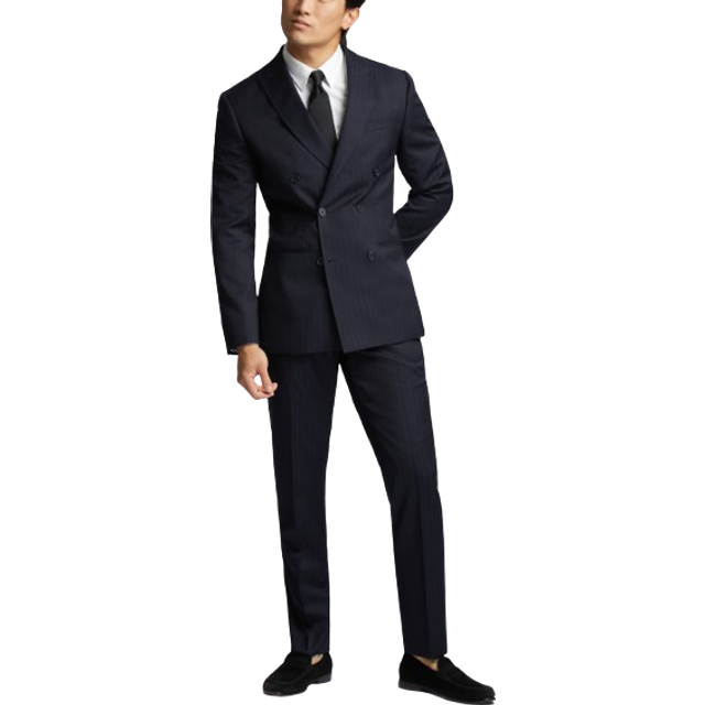 Chalk Stripe Tailored Fit Suit Jacket - Navy - 48R