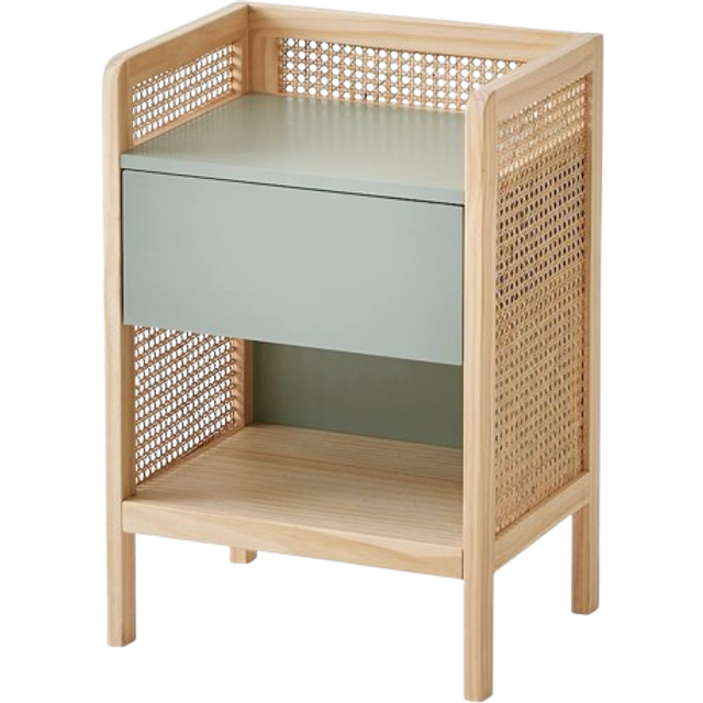 Straw Bedside Table, Poetry green