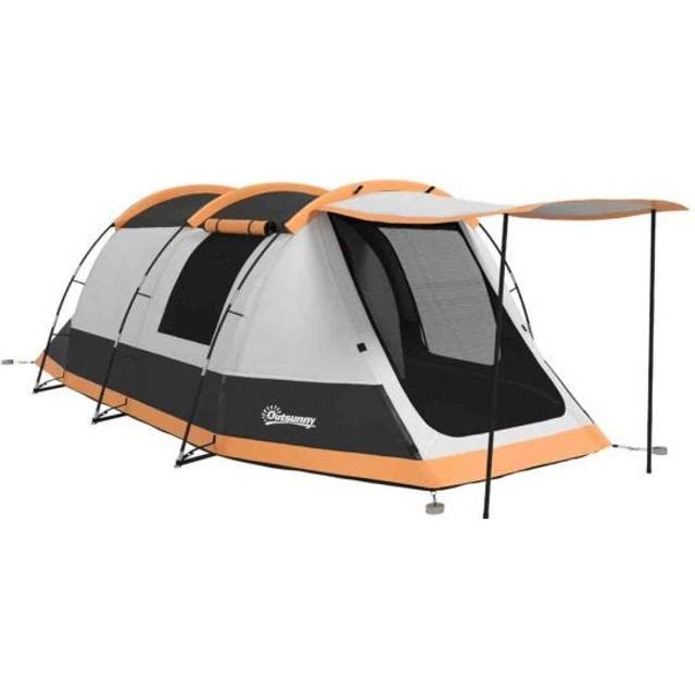 Outsunny 3-4 ManTunnel Tent - Orange, Orange