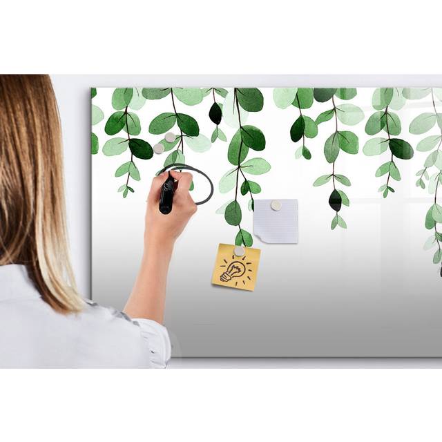 Magnetic Glass Dry Erase Board - Blue (70cm H X 100cm W X 4cm D)