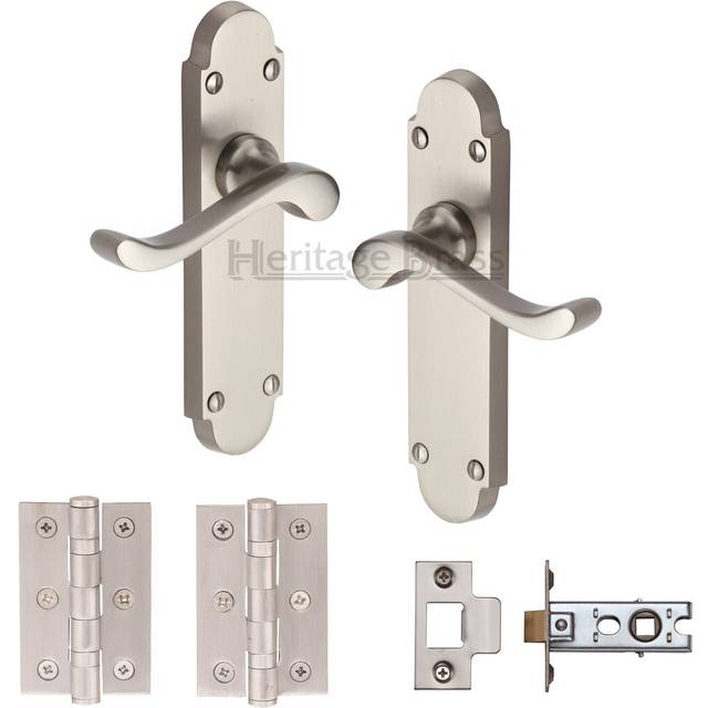 Savoy Door Handle Kit - Satin Nickel (43.43cm H X 10.67cm W)