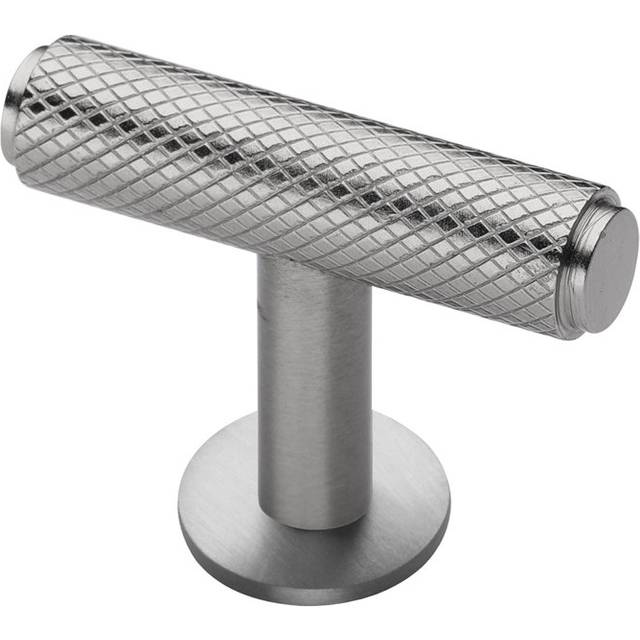 Heritage Brass Cabinet Knob Knurled T-Bar Design with Rose 45mm - Satin Nickel