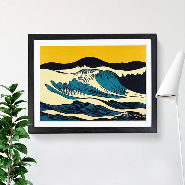 Ocean Wave Pop Abstract - Picture Frame Graphic Art - Black (34cm H x 46cm W x 2cm D)