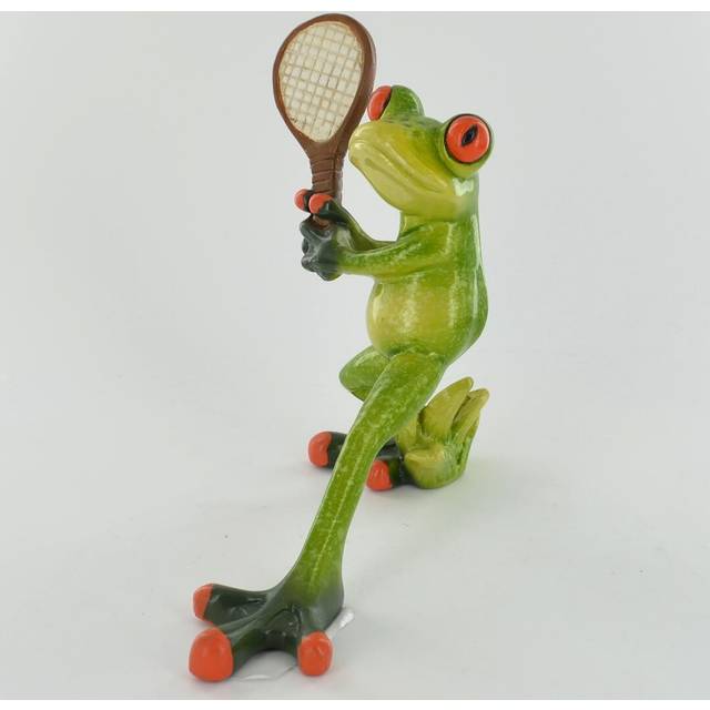 Fort Calhoun Comical Frog - the Tennis Ace Sculpture - Green (13cm H X 15cm W X 8.5cm D)