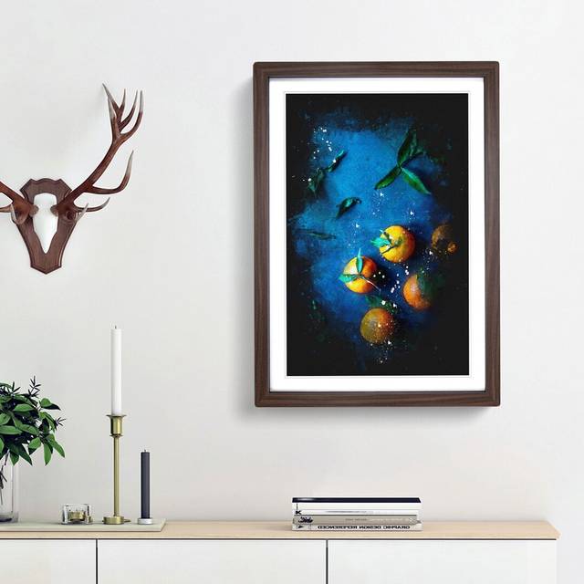 Fresh Oranges - Picture Frame Graphic Art Print - Walnut Framed (33cm H x 24cm W x 2cm D)