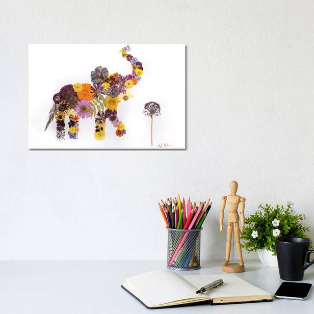 Elephant - Eli by Oxeye Floral Co - Wrapped Canvas Art Prints (20.32cm H x 30.48cm W x 1.91cm D)