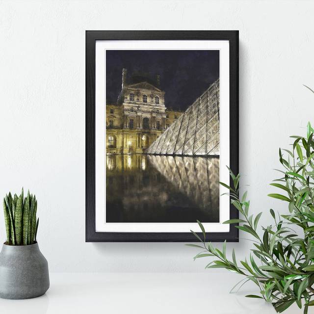 The Louvre in Paris Vol.1 Painting - Picture Frame Graphic Art - Black (48cm H x 36cm W x 2cm D)