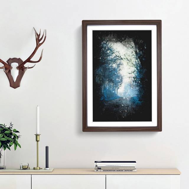 Road Through the Woods - Picture Frame Graphic Art Print - Walnut Framed (45cm H x 33cm W x 2cm D)