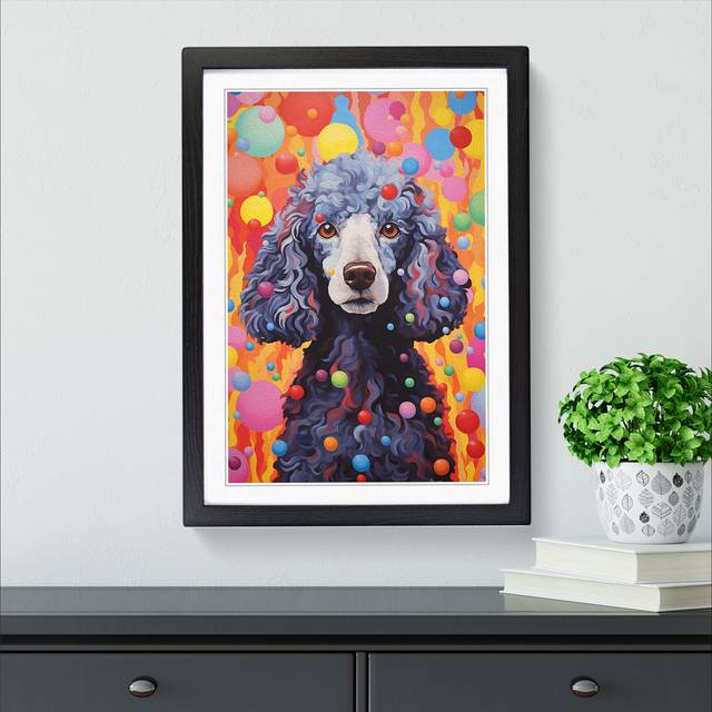 Poodle Colour Field No.3 - Single Picture Frame Art Prints on Wood - Black Framed (34cm H x 25cm W x 2cm D)