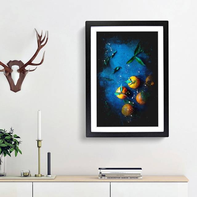 Fresh Oranges - Picture Frame Graphic Art Print - Black Framed (33cm H x 24cm W x 2cm D)