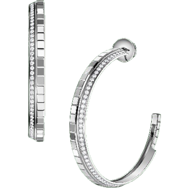 Chopard Ice Cube 18ct White Gold 0.66ct Diamond Large Hoop Earrings
