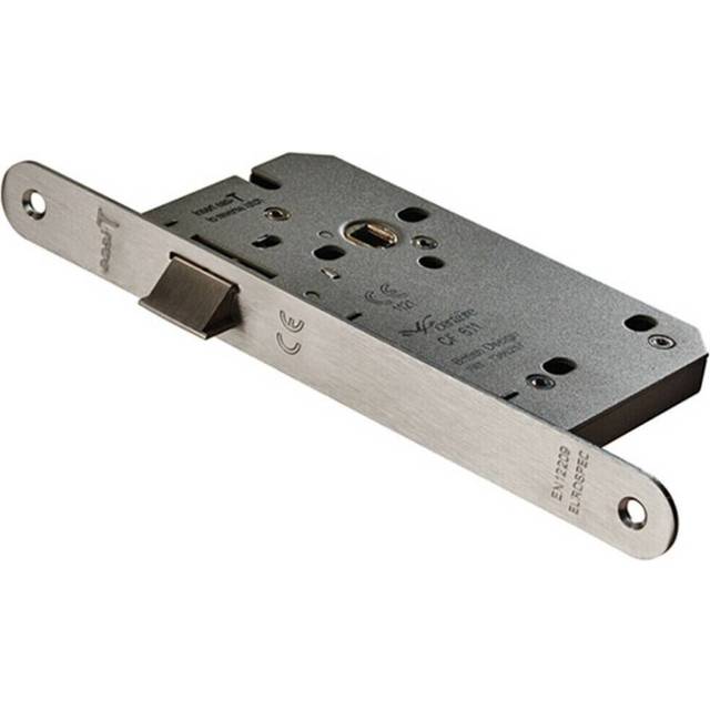 Contract DIN Latch Radius Forend 55mm Backset Satin Stainless Steel - Metallics - One Size