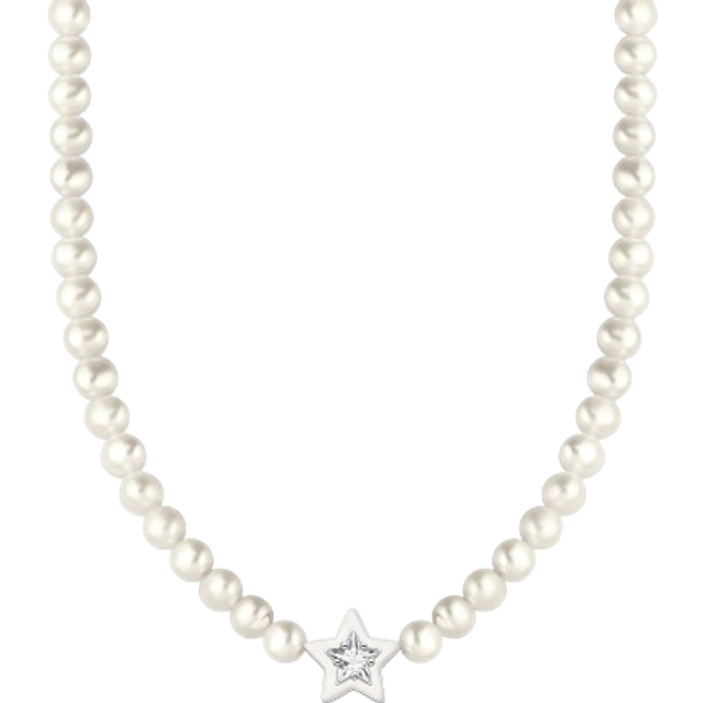 Thomas Sabo Necklace with freshwater pearls and cold enamel silver white KE2198-149-14-L42V - silver-coloured/white - 42 cm