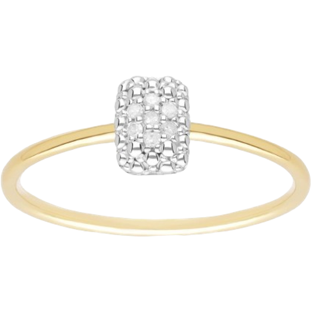 Diamond Pave Rectangle Ring 9ct Yellow Gold