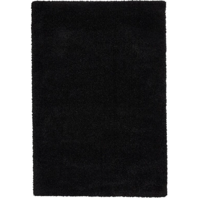 Sierra Plain Shaggy Rectangle Rug - Black - 80 X 150 - Think Rugs