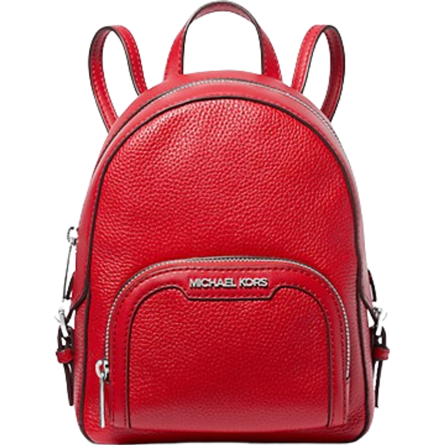 Womens Red Pebbled Leather Mini Backpack with Zip Pocket - One Size