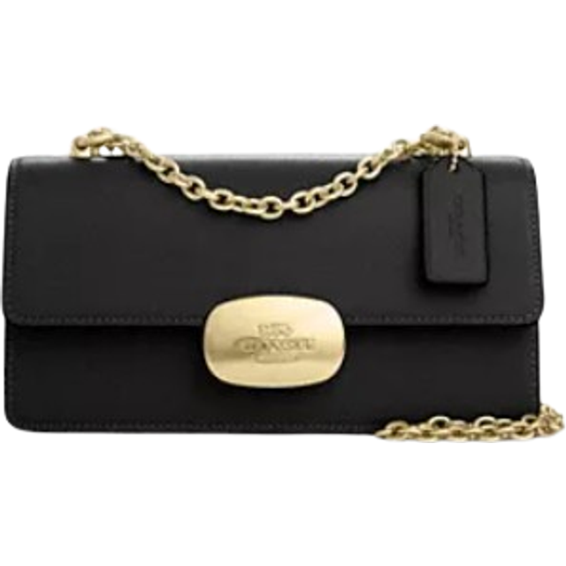 Coach Womens Smooth Leather Eliza Flap Crossbody Bag - Black - One Size