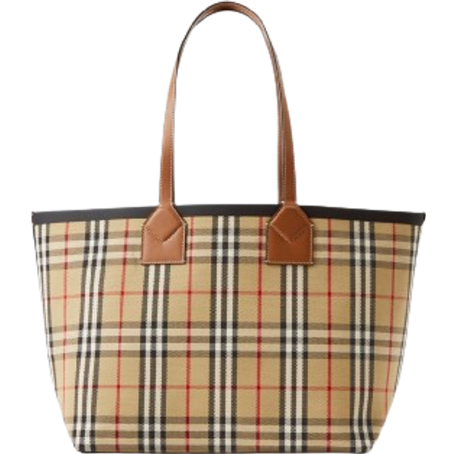 Burberry Ladies Medium London Check-Pattern Tote Bag - Brown (Size W 20.2  x H 11.4  x D 7.3)