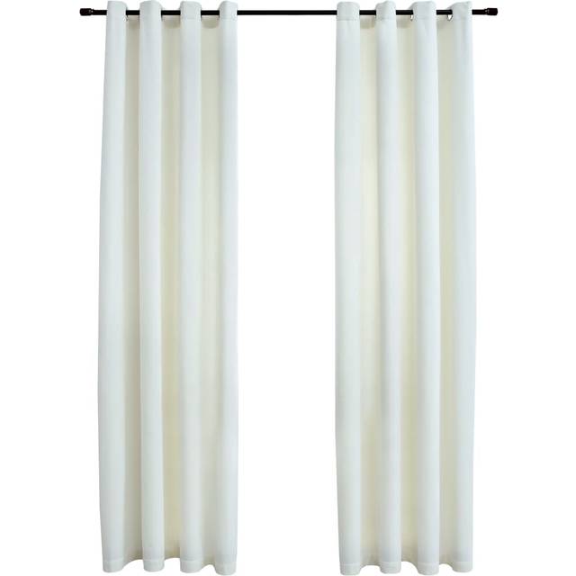 vidaXL Blackout Curtains with Rings 2 pcs Velvet Cream 140x175 cm