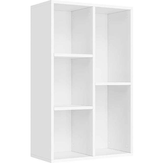Wooden 5-Grid Bookcase, White / 5 Compartments