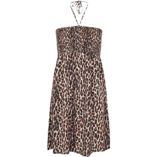 Leopard Print Bandeau Dress - Brown - XXL